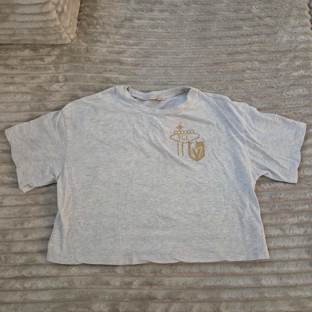 Active Basics Vegas Golden Knights Crop Top Shirt Grey Gold VGK Women's Size S